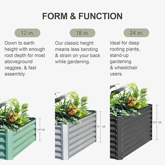 Domi Raised Garden Beds Outdoor, 6x3x2ft Thickening Tall Metal Rectangular Deep Root Box Planter for Vegetables, Flowers, Herbs, and Succulents 2" Deep w/ 256 Gallon Capacity - Dark Gray by GreenHaven Gardens