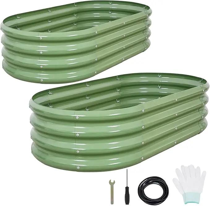 1MORE Galvanized Raised Garden Bed- Planter Garden Boxes Outdoor, Raised Beds for Gardening, 4x2x1ft Metal Garden Bed Kit for Vegetables Flower, Planter Raised Beds with Tools.Green-2pack by GreenHaven Gardens