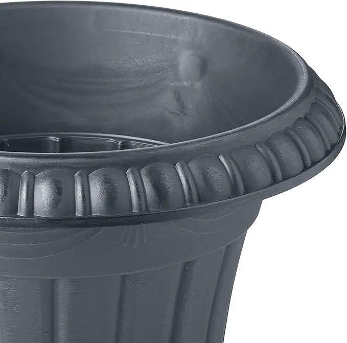 PL20GY Classic Traditional Plastic Urn Planter Indoor/Outdoor, 10" x 12", Gray by GreenHaven Gardens