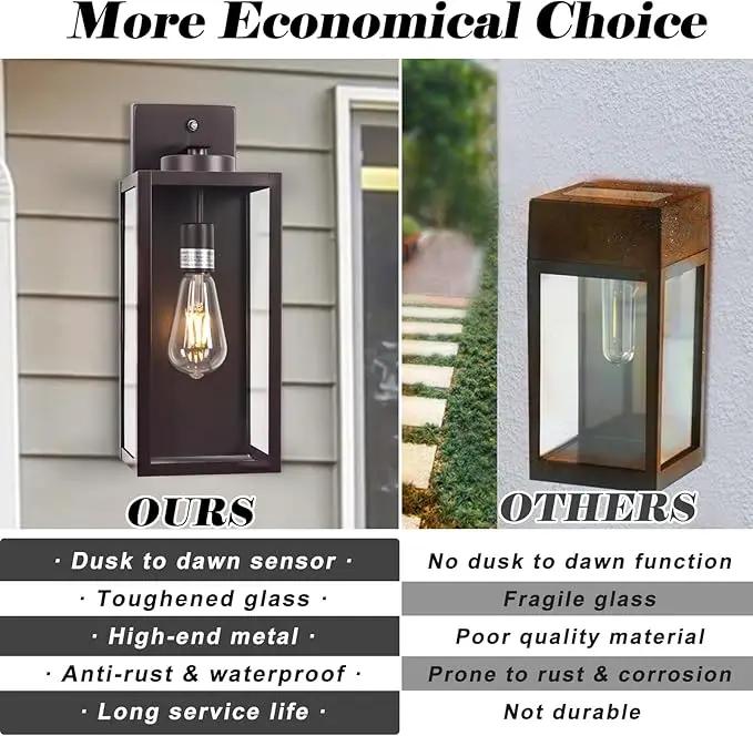16-inch Oil-Rubbed Bronze Dusk to Dawn Outdoor Wall Light Fixtures, Exterior Waterproof Wall Lanterns, Brown Porch Sconces Lighting, Modern Outside Lights for House Patio Front Door Entryway, 2-Packs by GreenHaven Gardens