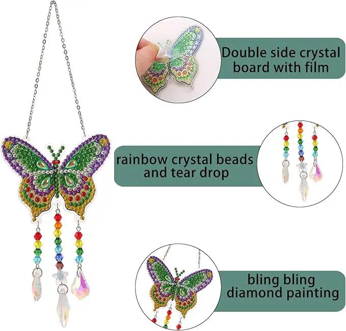 Bingcute Diamond Art Painting Suncatchers, 4 pcs Sun Catchers Diamond Art Painting Kits for Kids DIY Crafts for Adults Hummingbird Prism Crystal Suncatchers Wind Chime Windows Garden Decorations by GreenHaven Gardens