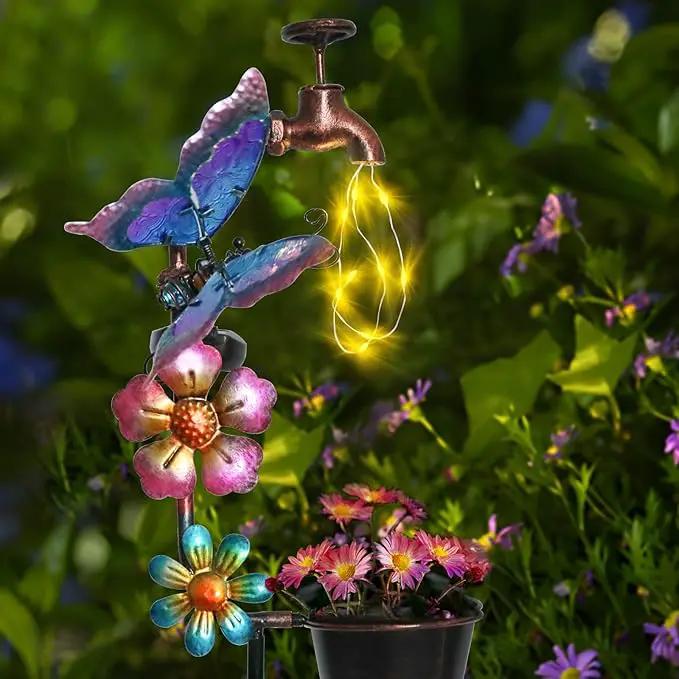 Afirst Solar Outdoor Decorative Butterfly Lights - Faucet Shaped Twinkling Light Garden Stake Decorations for Pathway Lawn Patio Courtyard Backyard by GreenHaven Gardens