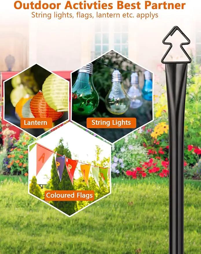 LOPANNY String Light Poles for Outside - 2 Pack 9.8FT Poles for Outdoor String Lights, Outdoor Light Poles for String Lights Hanging - Backyard, Garden, Patio, Deck Lighting Stand for Parties, Wedding by GreenHaven Gardens