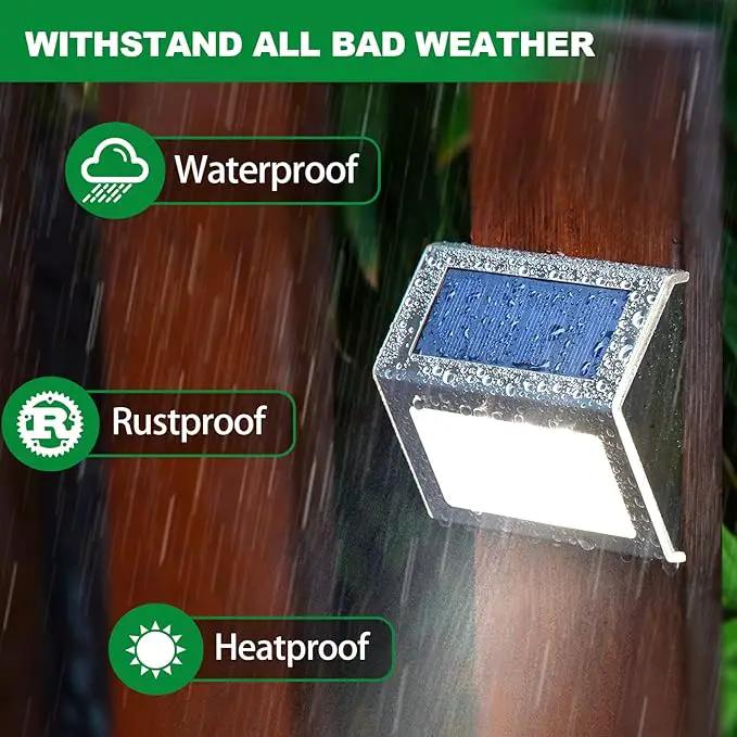 JSOT Solar Lights Outdoor for Deck,Waterproof Solar Garden Lights Decorative Outside Lamp for Walkway,Fence Post,Backyard,Railing,Wall,Pool,Step,Stairs 8 Lights Cool White by GreenHaven Gardens