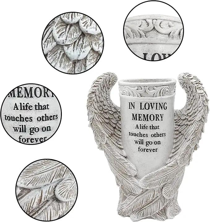 BAYN Grave Decorations for Cemetery, Angel Wings Vases with Spikes for Garden Decorations Waterproof Garden Statues Memorial Gifts for Loss of Loved One by GreenHaven Gardens