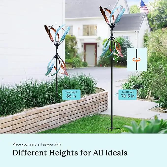 Wind Spinners Outdoor – Metal Large Wind Spinner with Stake for Yard and Garden, Garden Wind Sculptures & Spinners, Ideal Gift for Family (13'' W x 70.5'' H) by GreenHaven Gardens
