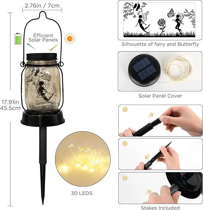 kyoryuger Fairy Solar Lanterns 3-in-1, Fairy Gifts for Women Mom Gramdma, Christmas Mom Gifts, Unique Birthday Gifts for Fairy Lover, Fairy Garden Decoration Outside for Yard, Patio,Backyard,Porch by GreenHaven Gardens