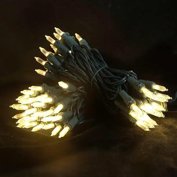 MULTI-SPARKING White Christmas LED Lights - 2 Pack 100 Count Warm White Holiday String Lights for Tree, Party, Wedding, Indoor and Outdoor Use, 2 Sets 33 Feet Green Wire, UL Certified, Connectable