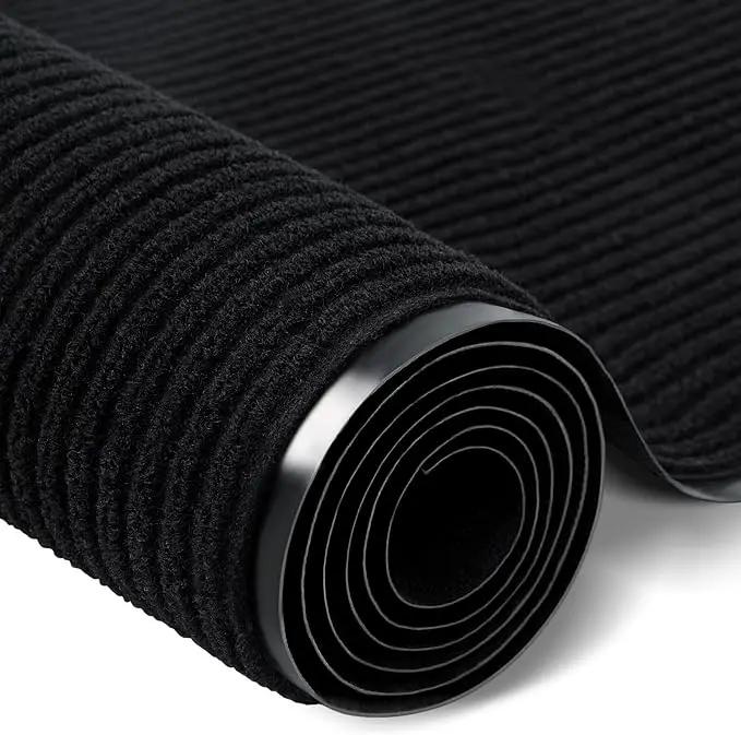 Rubber Door Mat About W3' ×L10' Heavy Duty Large Outdoor Indoor Mat Durable Entrance Doormat Waterproof Rubber Back Rugs for Home Entryway Patio Porch Office Business Areas (Jet Black) by GreenHaven Gardens