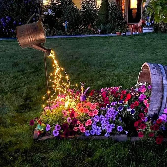 Watering Can LED String Lights - Stars Solar Shower Garden Lamp Decoration Waterproof Fairy Solar Light Ornament Copper Wire Bee Day Outdoors Hanging String Lamps Lawn Path(with Bracket) by GreenHaven Gardens