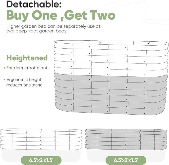 KING BIRD Raised Garden Bed 2.85 ft Tall 9 in 1 Galvanized Planter Garden Box Outdoor for Gardening, Deep Root Vegetables, Flowers 78.7X23.6X34.2 in, Light Green by GreenHaven Gardens