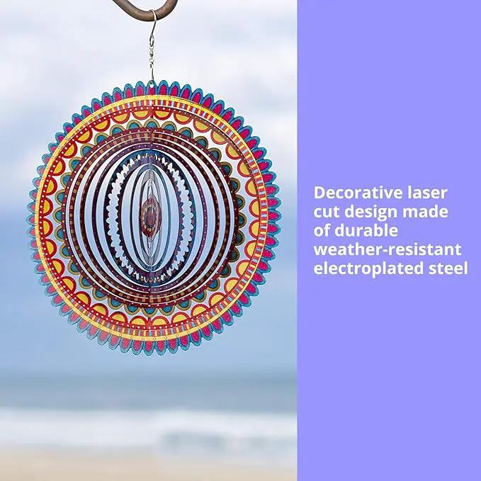 VP Home Sunrise Mandala Kinetic Wind Spinner for Yard and Garden Wind Spinner Outdoor Metal Large Hanging Mandala Decor 3D Garden Art Wind Sculpture Spinners by GreenHaven Gardens