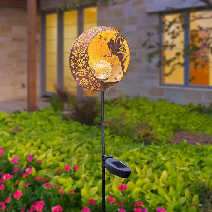 Tryme Solar Fairy Garden Lights - Moon Star Glass Globe Pathway Stake, Waterproof Outdoor Decorative Lights for Patio, Yard, Lawn by GreenHaven Gardens