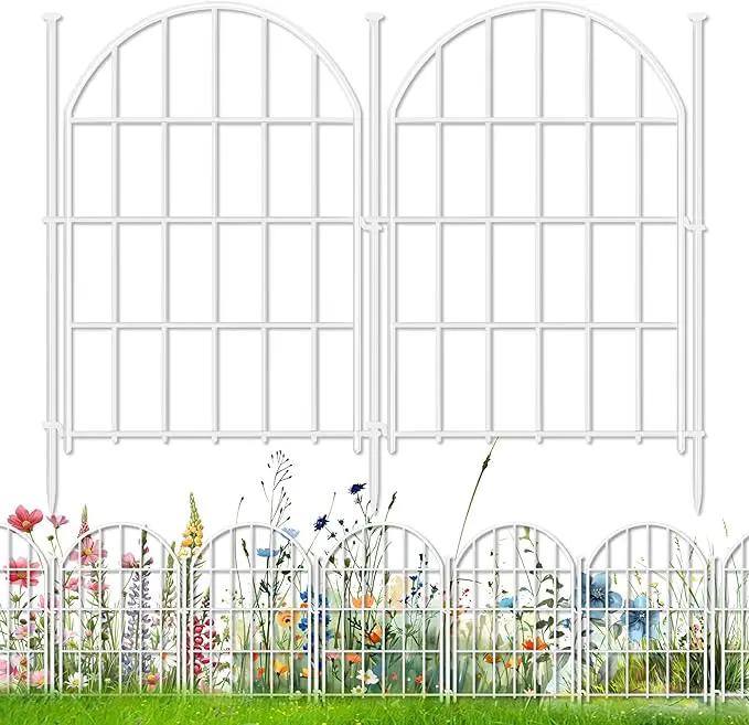 26 Pack Decorative Garden Fence, 17in X 28ft Arched No Dig Fence Border, Garden Edging Border, Rustproof Metal Animal Barrier with Ground Stake for Dog, Rabbit, Outdoor Yard Patio Decor, White by GreenHaven Gardens