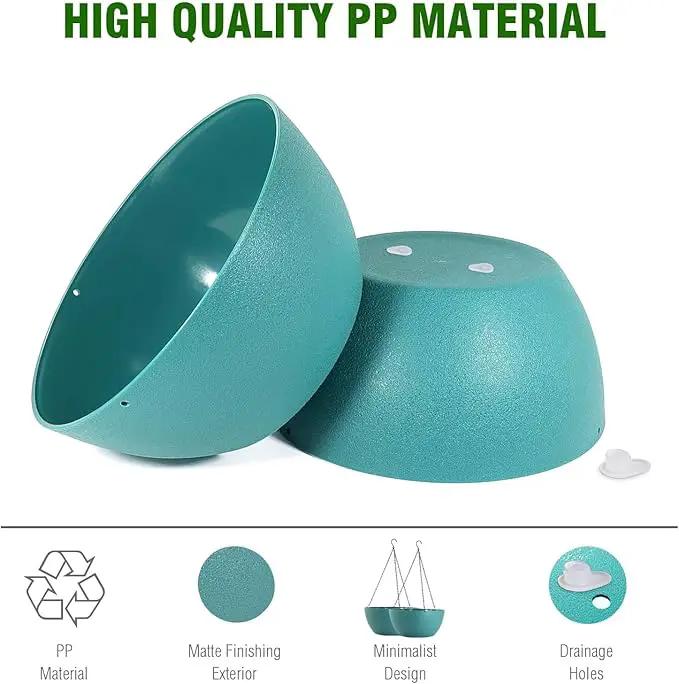 10 inch Hanging Planters for Outdoor Indoor Plants with Drainage Holes and Chain, 2 Pack Round Hanging Flower Pots for Garden Home Porch Decor, Blue Green by GreenHaven Gardens