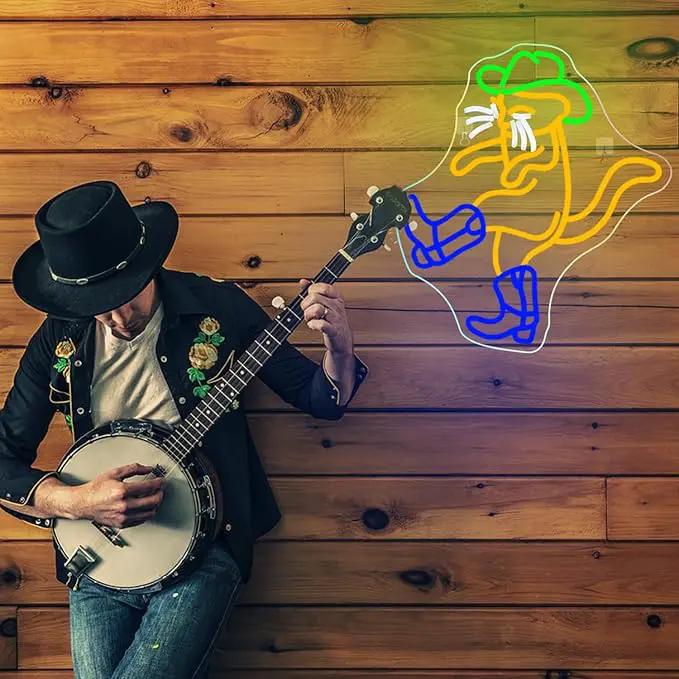 WLHOPE Cowboy Cat Neon Sign Neon Signs for Wall Decor Dimmable Cat Neon Lights Cowboy Hat Boot LED Sign for Bedroom Home Bar Club Party Western Decor by GreenHaven Gardens