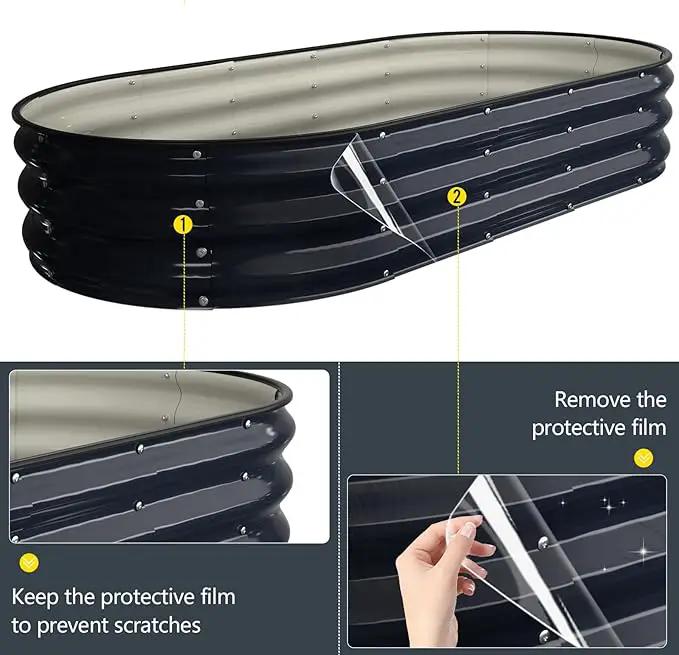 Kesfitt Raised Garden Bed Kit,Outdoor Galvanized Planter Raised Boxes with Safety Edging and Gloves,Large Metal Raised Garden Beds for Gardening Vegetables,Fruits,Flower(6x3x1FT) by GreenHaven Gardens