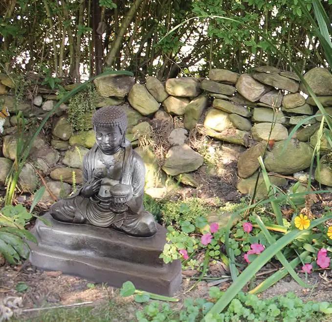 Emsco Group 92220 Lightweight Meditating Buddha Garden Statue, 24", Bronze by GreenHaven Gardens