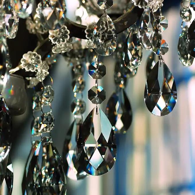 1ft 8pcs Teardrop Crystals Garland, Hanging Chandelier Crystals Prism Beads Chain for Wedding Home Decoration Clear GOLDENHAITAI by GreenHaven Gardens