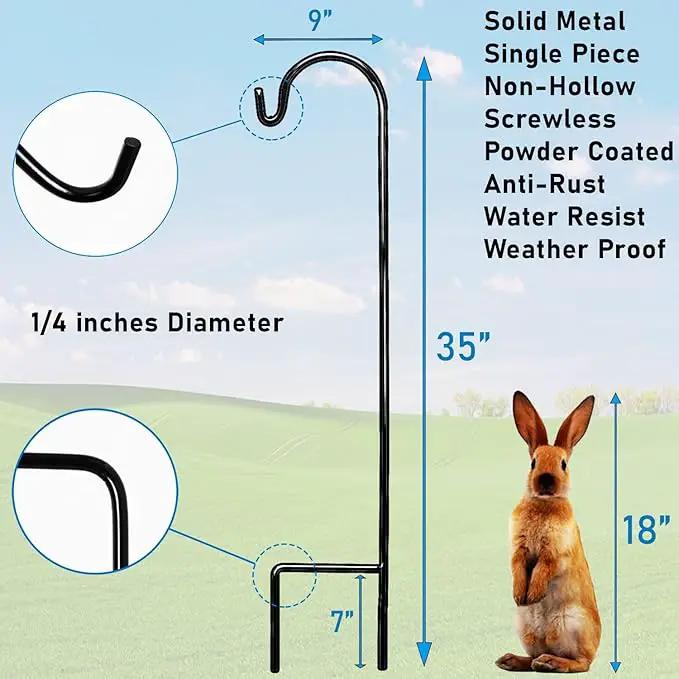 Ashman Shepherd's Hooks 35 Inch (4 Pack), Black, Made of Premium Metal for Hanging SolarLights, Bird Feeders, Mason Jars, Christmas Lights, Lanterns, Garden Stakes and Wedding Décor. by GreenHaven Gardens
