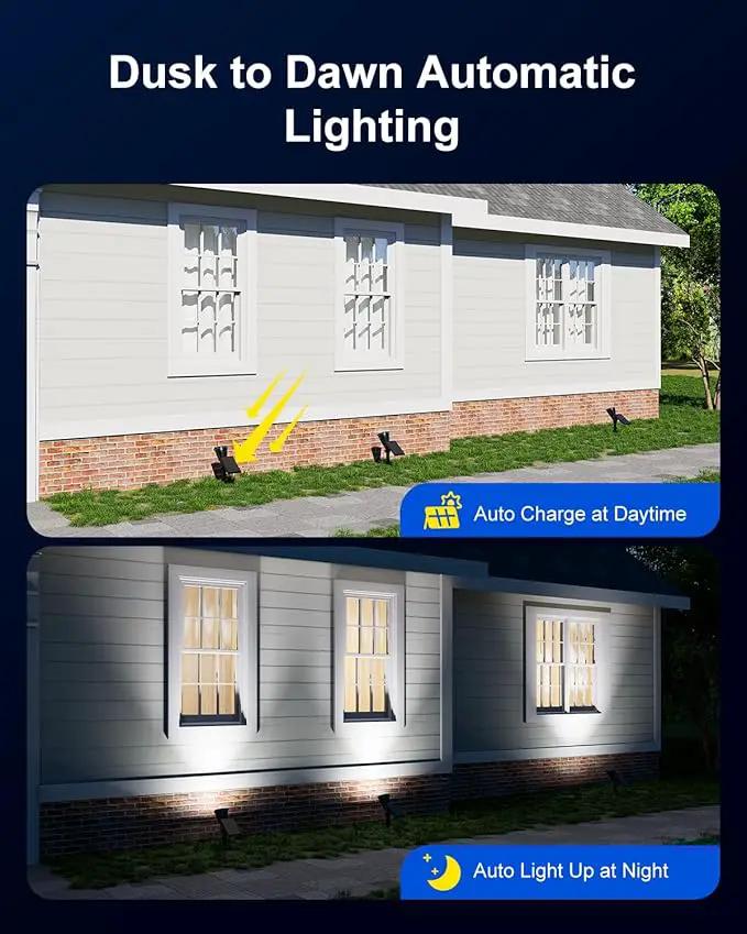 2 Pack Solar Spotlights Outdoor Waterproof for Flag, Tree, Statue, Number Sign, Plant Pot, Bright LED Outside Landscape Flood Lamp for Accent Uplighting Yard, Garden, Driveway, Walkway, Porch, Fence by GreenHaven Gardens