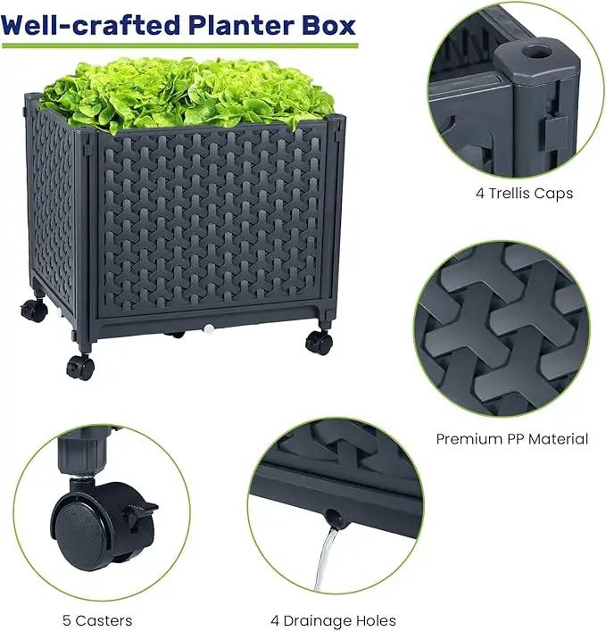 LINEX Raised Garden Bed Planter Box with Trellis, 67.6” Tomato Planters for Climbing Plants Vegetable Vine Flowers Outdoor Patio, Tomatoes Cage w/Self-Watering & Wheels by GreenHaven Gardens
