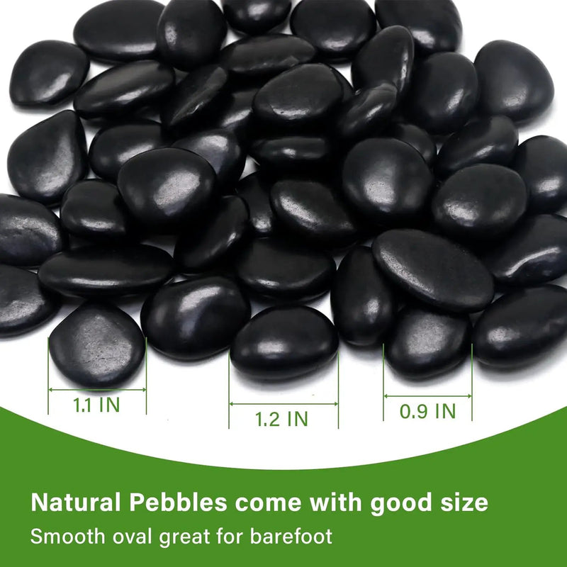 10in River Rock Stepping Stones Set - 6 Pack | Polished Pebble | Long-Lasting PVC Mesh Backing | Perfect for Garden Paths and Lawns Outdoor Landscaping Decoration | Black Rhombus by GreenHaven Gardens