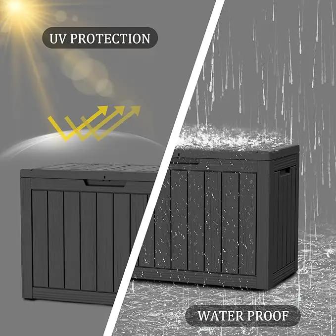 100 Gallon Resin Deck Box, Waterproof Outdoor Storage Bin for Patio Furniture, Pool Accessories, and Garden Tools, Lockable & UV-Resistant, Black by GreenHaven Gardens