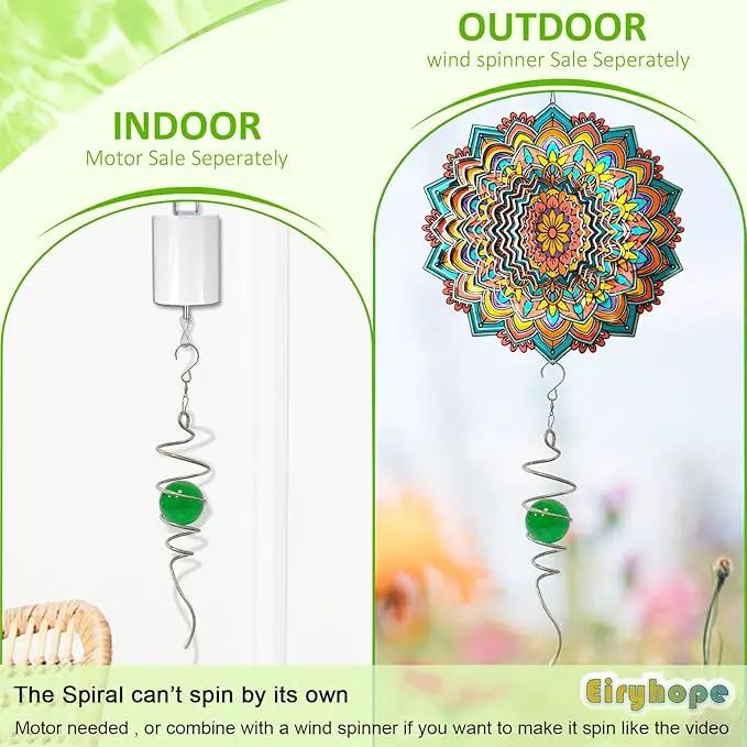 Gazing Ball Spiral Tail with Green Glass Orb, Spiral Tail for Wind Spinner, 3D Wind Spinners Stabilizer, Rotating Art Decor-Visual Illusion in Spinning, Indoor Outdoor Garden Decoration 13" by GreenHaven Gardens