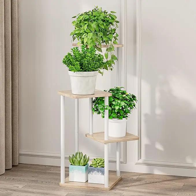 AZERPIAN Plant Stand 4 Tier Indoor Metal Flower Shelf for Multiple Plants Corner Tall Flower Holders for Patio Garden Living Room Balcony Bedroom, Black (4 Tier-White) by GreenHaven Gardens