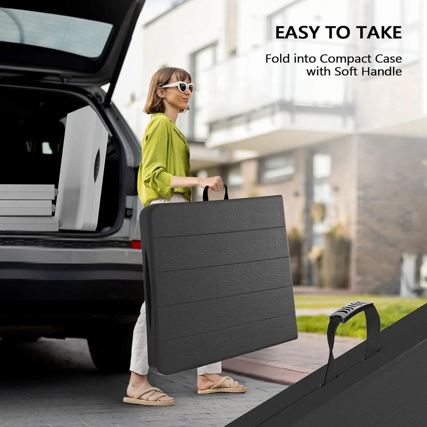 VINGLI 8 Foot Plastic Folding Table Portable Long Table for Indoor Outdoor Use Rectangular with Carrying Handle, Black by GreenHaven Gardens