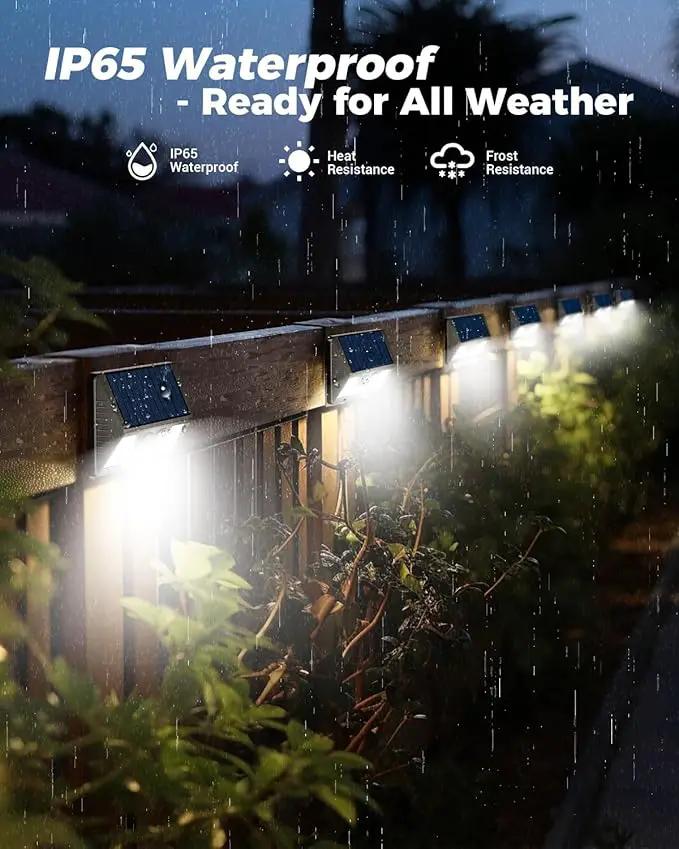 4 Pack Solar Motion Lights Outdoor, Waterproof Fence Lights Solar Powered with 3 Lighting Mode, Cold White LED Step Light for Outside Wall Yard Deck Stairs Garden - Black by GreenHaven Gardens