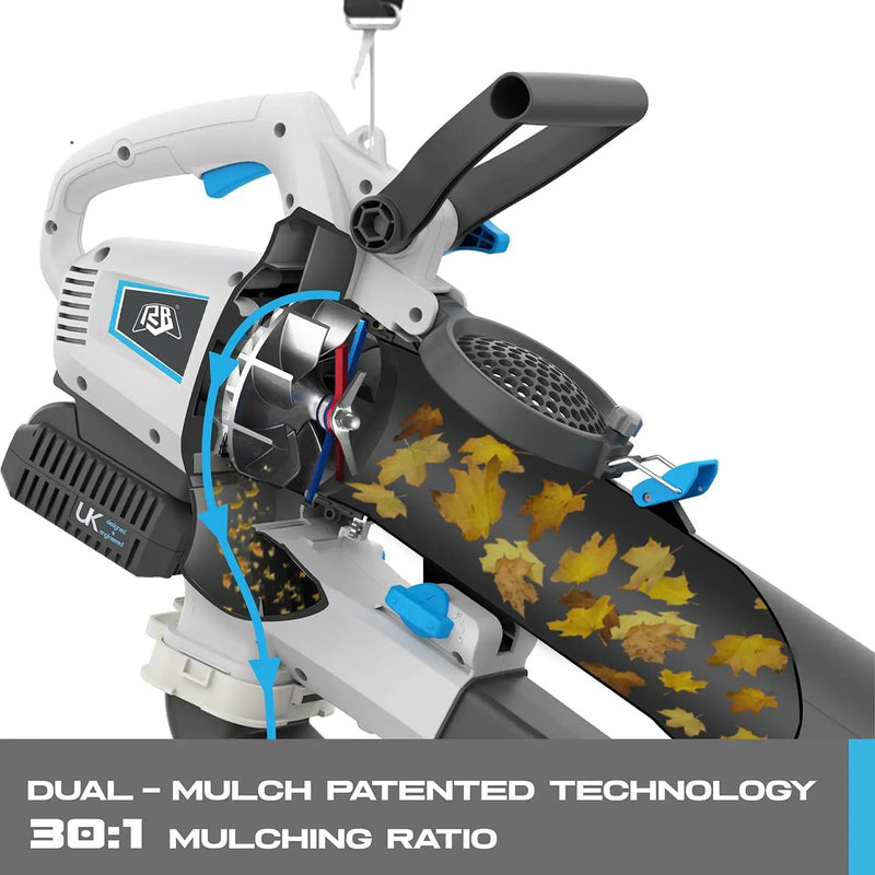RB 40V 3-in-1 Cordless Vacuum Blower – Powerful Leaf Blower, Mulcher & Vacuum with 4.0Ah Battery & Fast Charger, Adjustable Handle, 12L Bag, 30:1 Mulching Ratio by GreenHaven Gardens