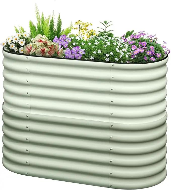 KING BIRD Raised Garden Bed 2.85 ft Tall 6 in 1 Galvanized Planter Garden Box Outdoor for Gardening, Deep Root Vegetables, Flowers 47.2X23.6X34.2 in, Light Green by GreenHaven Gardens
