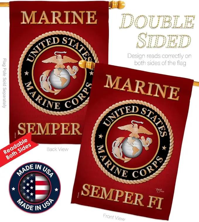 Breeze Decor FK108057-BO Marine Corps Americana Military Decorative Vertical Kit, 1 x House & 1 x Garden Flags, Thick Fabric by GreenHaven Gardens