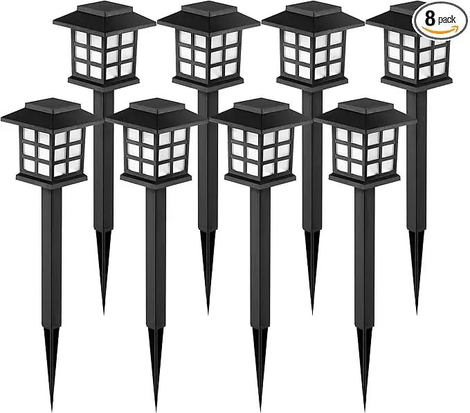 GIGALUMI Solar Outdoor Lights，8 Pack LED Solar Lights Outdoor Waterproof, Solar Walkway Lights Maintain 10 Hours of Lighting for Your Garden, Landscape, Path, Yard, Patio, Driveway by GreenHaven Gardens