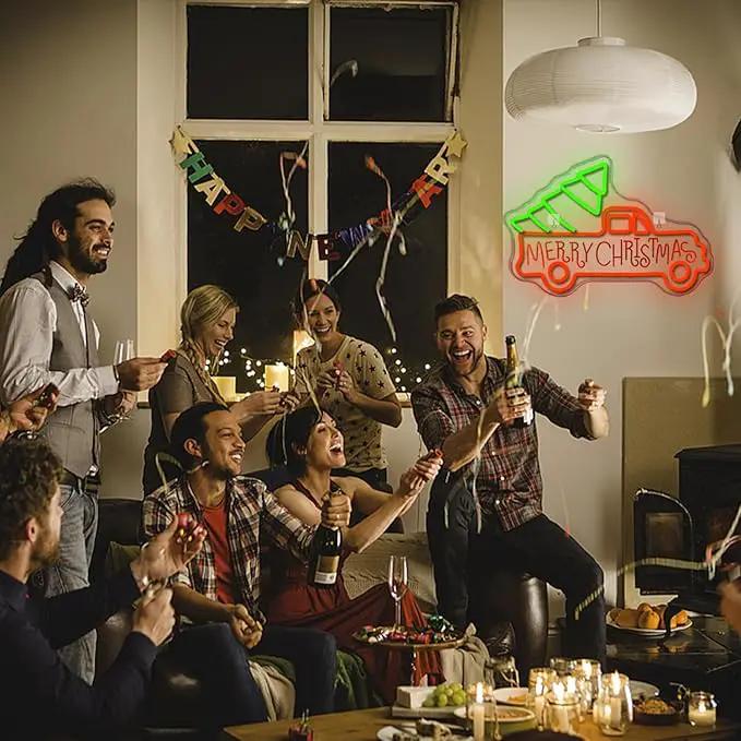 WLHOPE Christmas Truck Neon Sign,Merry Christmas Neon Signs for Wall Decor,Dimmable Merry Christmas Led Signs for Christmas Party Backdrop Bedroom Window Bar Club Shop,Christmas Gift Decoration by GreenHaven Gardens