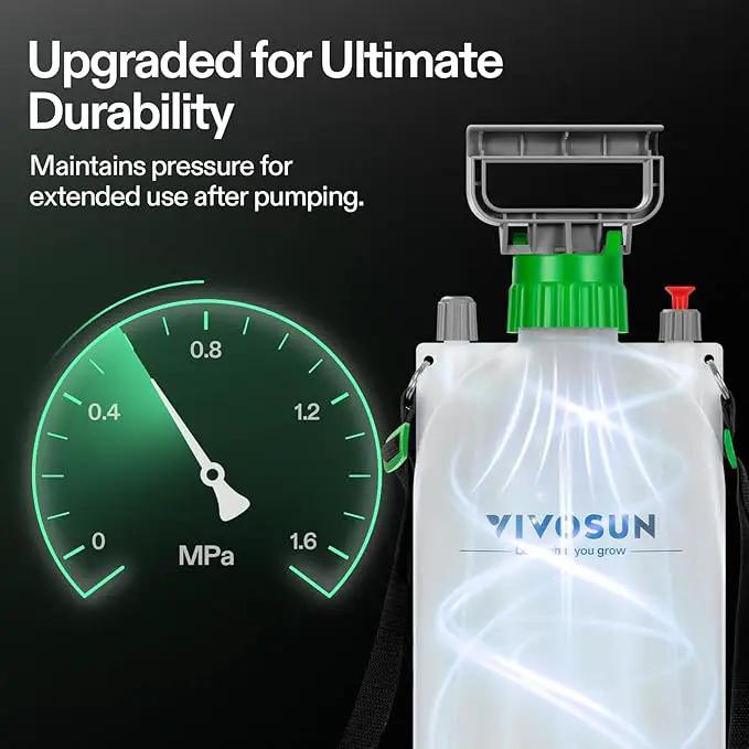 VIVOSUN Pump Sprayer 2.1 Gallon, Portable Water Spray Bottle in Lawn and Garden Yard, Weed Sprayer for Plants with 3 Nozzles, Adjustable Shoulder Strap, Pressure Relief Valve by GreenHaven Gardens
