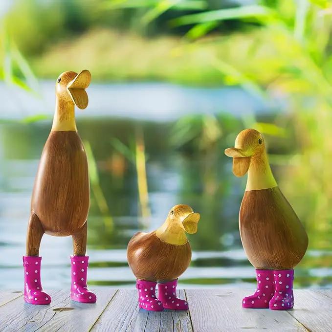 GUTE Duck Yard Decorations Yard Art Garden Puddle Ducks with Pink Spotted Wellies Boots, Valentine's Day Yard Statues, Duck Figurine Statue - Waterproof Indoor & Outdoor Lawn Ornament by GreenHaven Gardens