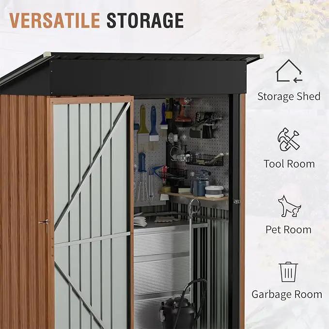 5x3 Ft Storage Shed, Outdoor Metal Shed with Lock, Small Lean to Shed, Compact Vertical Outside Bike Tiny House for Garden, Backyard, Patio, Tool by GreenHaven Gardens