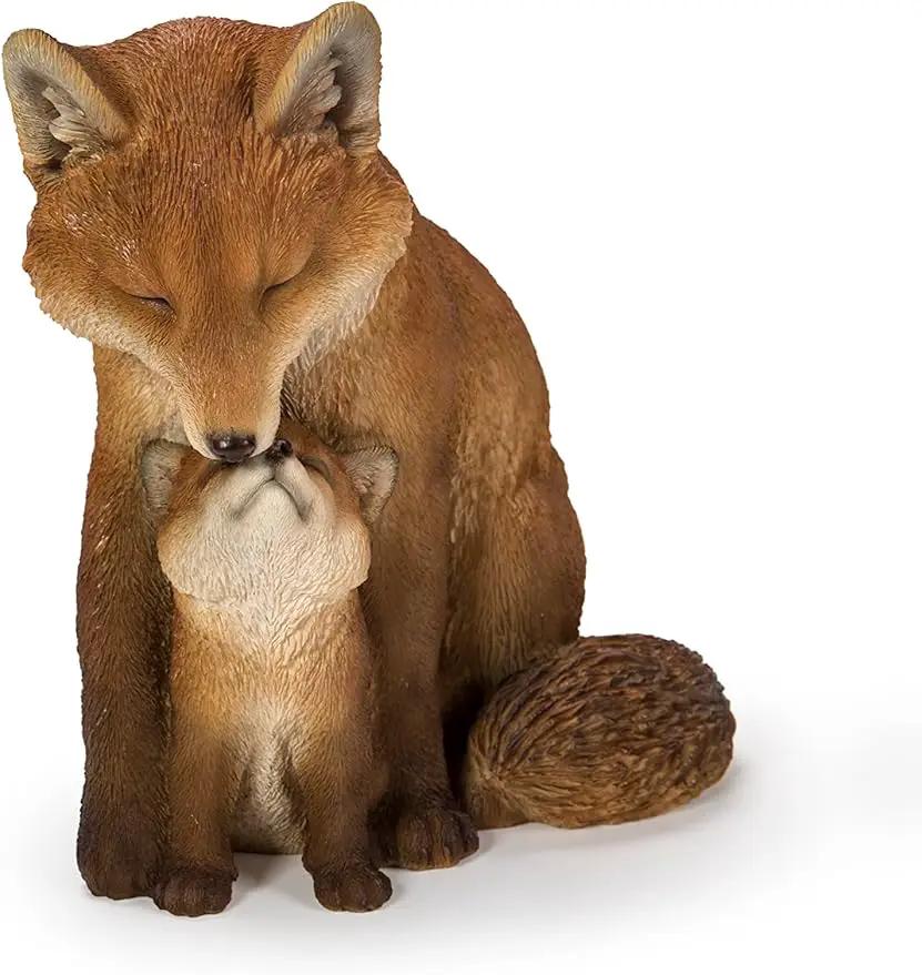 Hi-Line Gift Cuddling Mother and Baby Fox Garden Statue, Brown (87719-I) by GreenHaven Gardens