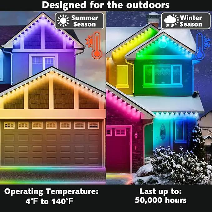 200FT Permanent Outdoor RGB Lights,IP67 Waterproof Smart LED Eaves Lights with App/Remote Control,for Christmas and All Holiday Decor,Daily and Accent Lighting,House Roof and Garden Lighting by GreenHaven Gardens