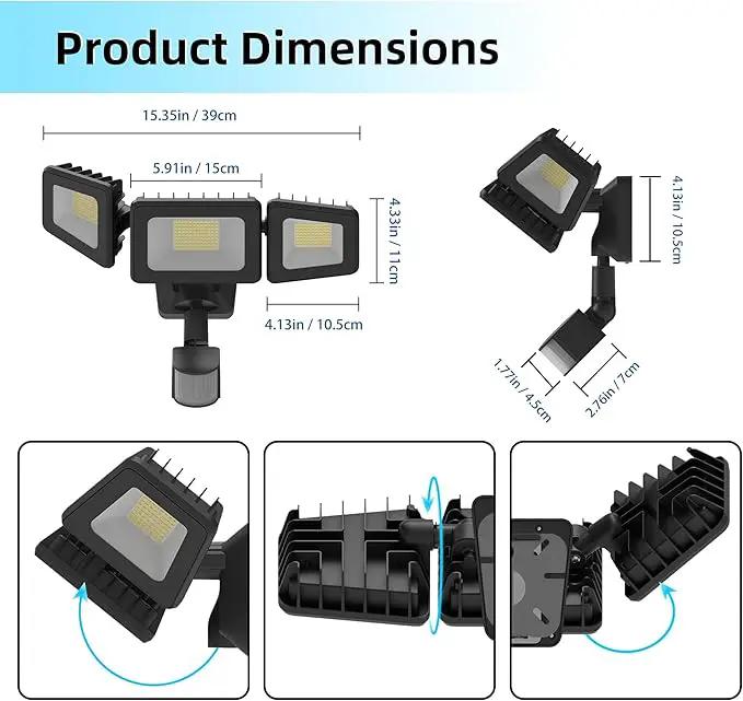 120W LED Flood Lights Outdoor with Motion Sensor, 12000LM 4500K Daylight, IP66 Waterproof Dusk to Dawn Outdoor Security Lights for Garage, Yard, Outside by GreenHaven Gardens