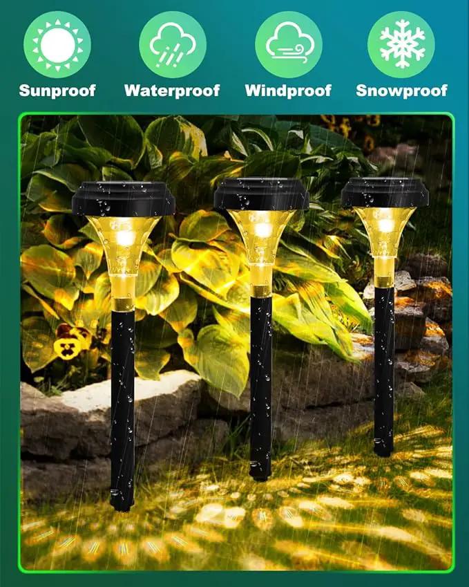 Solar Pathway Lights 4 Pack, Outdoor Garden Yard Light RGB Color Changing+Warm White IP67 Waterproof, Solar Powered Garden Lights for Walkway Yard Backyard Lawn Landscape by GreenHaven Gardens