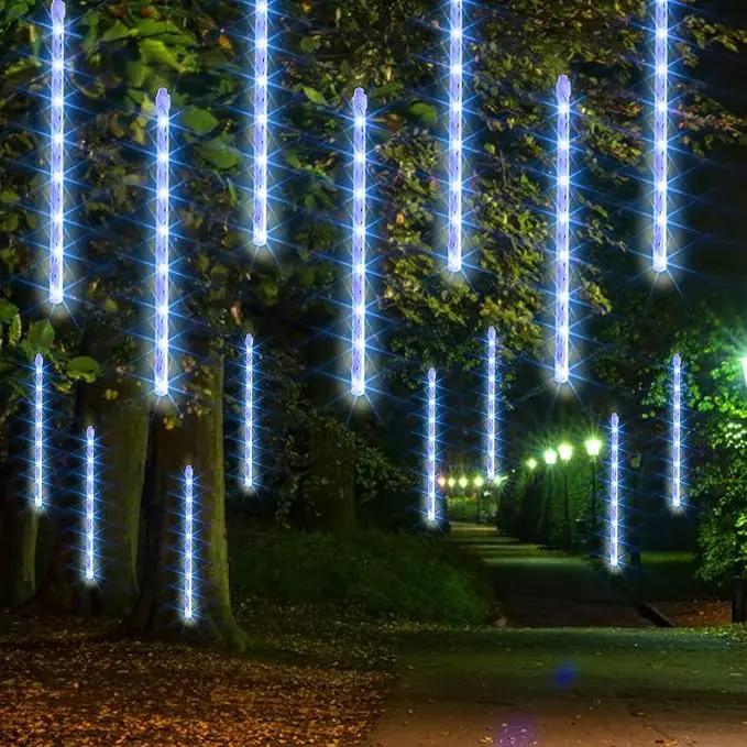 Dazzle Bright 864LED Christmas Light, Meteor Shower Rain Lights 11.8 Inch 24 Tubes, Waterproof Plug in Falling Rain Lights Christmas Decorations for Xmas Bushes Tree Yard Party (Blue) by GreenHaven Gardens