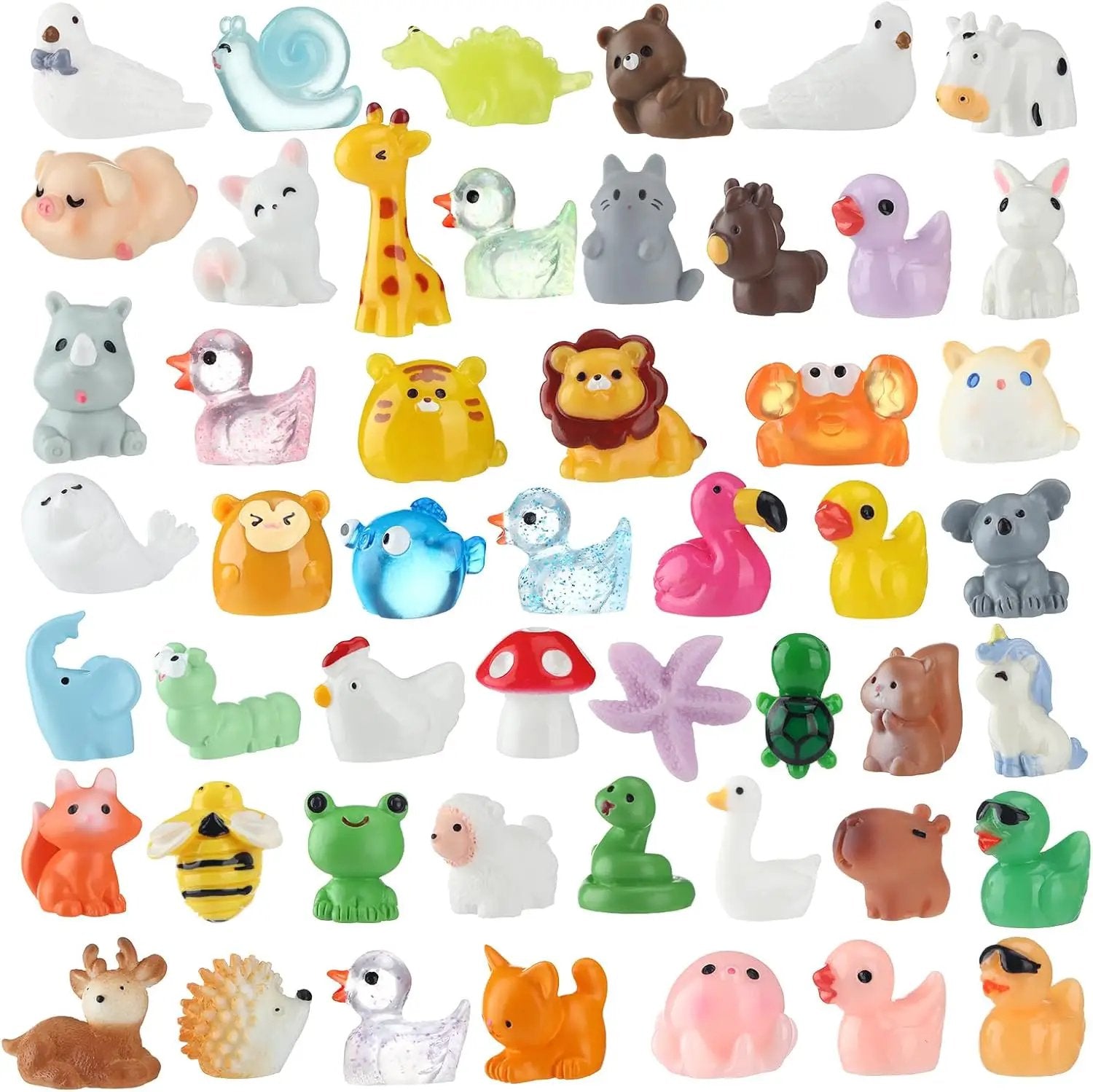 50 Pcs Mini Resin Animals Various Mini Animals Figurines for Farm Animal Figures,Dollhouse,Fairy House Garden,Micro Landscaping by GreenHaven Gardens