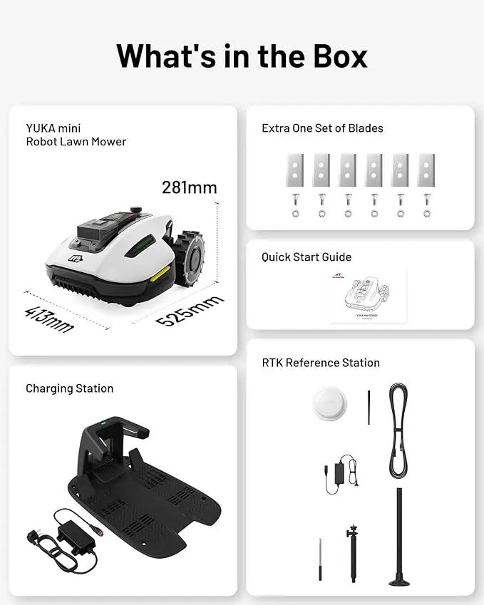 YUKA Mini 500 Robotic Lawn Mower for 0.12 Acre,Ultrasense AI Vision+ RTK Positioning, Auto Mapping, App Control,50% Slope,Perimeter Wire Free, 15 Mowing Zones Management by GreenHaven Gardens
