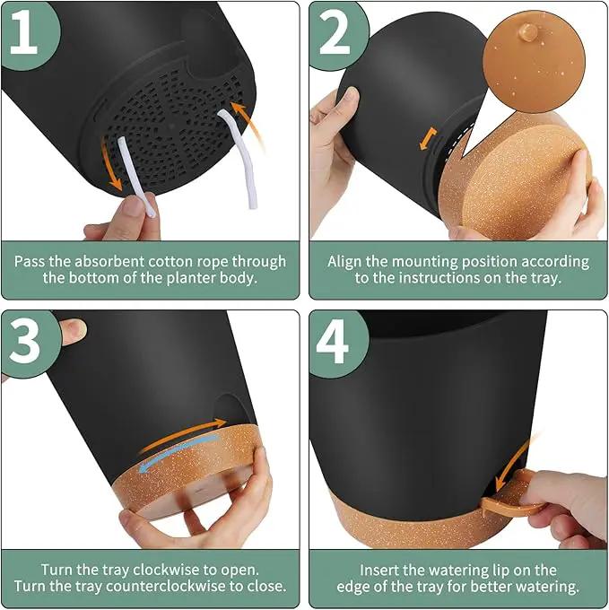 GARDIFE Plant Pots 7/6.5/6/5.5/5 Inch Self Watering Planters with Drainage Hole, Plastic Flower Pots, Nursery Planting Pot for All House Plants, African Violet, Flowers, and Cactus,Black by GreenHaven Gardens