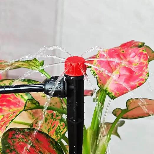 360 Degree Drip Irrigation Emitters Fittings: Adjustable Drip Irrigation Sprayer for 1/4 inch Drip Irrigation Tubing 8 Stream Dripper on 5" Arrow Stake with Barbed Locked Nut (50 Pieces) by GreenHaven Gardens