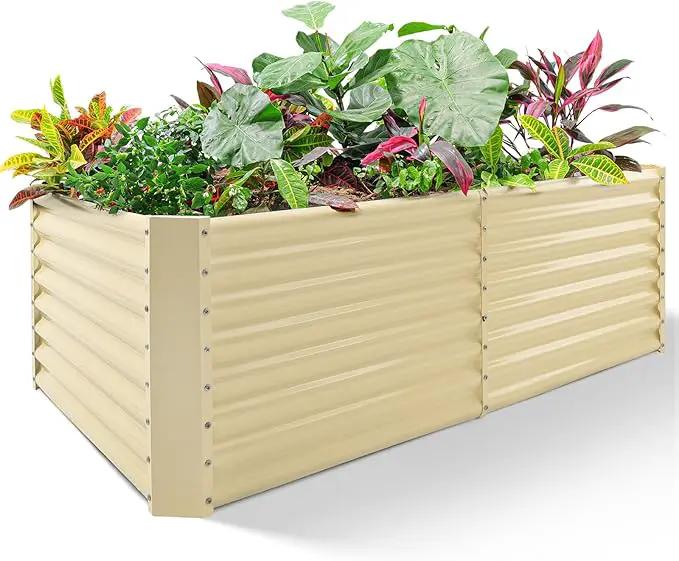 Land Guard 6x3x2ft Galvanized Raised Garden Bed, Planter Boxes Outdoor, Raised Garden Beds Outdoor for Vegetables, Flowers, Herbs, 269 Gallons, Cream Yellow… by GreenHaven Gardens